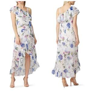 Slate & Willow White Ruffled Floral Midi Dress Size 0 Asymmetrical Vacation